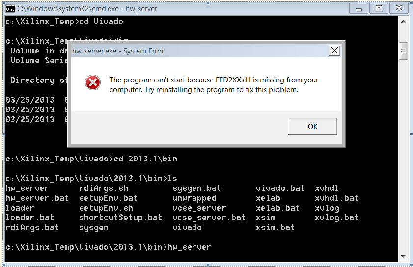 AR# 55322 - 2013.1 Vivado, Device Programmer/HW_SERVER - System Error ...