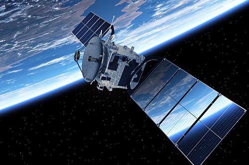 Navigation satellite orbiting the earth