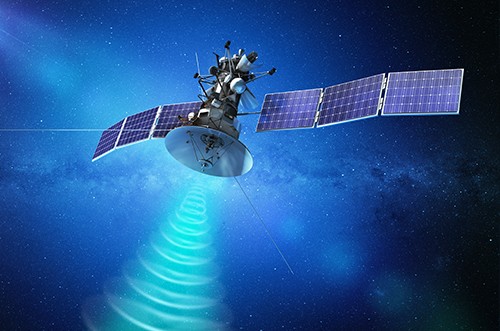 A satellite performing digitalization of data and beamforming in orbit