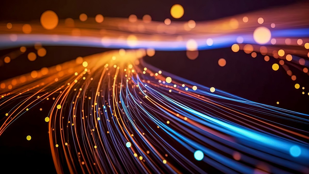 colored electric cables and led. optical fiber, intense colors, background for technology image and new business trends created with Generative AI technology